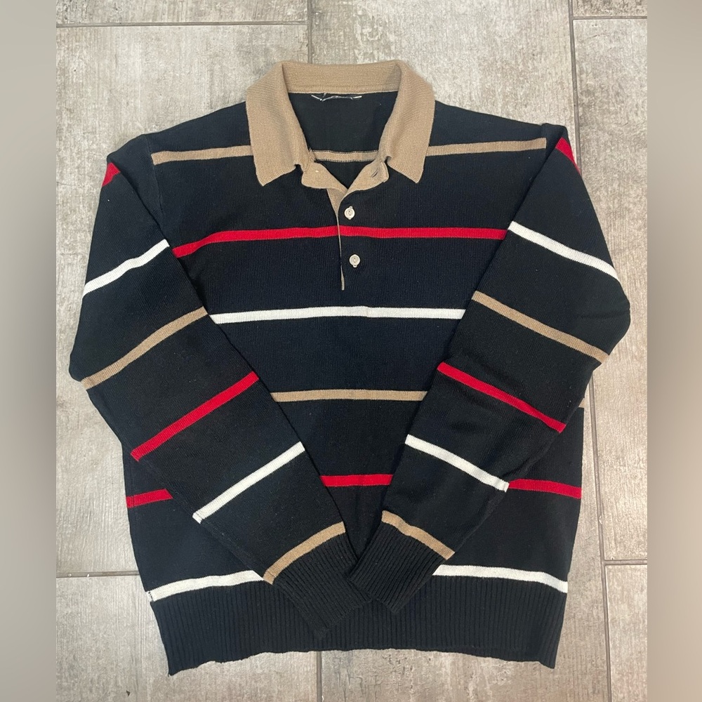 Men’s Striped Polo Sweater